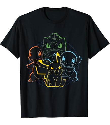 Amazon.com: Pokemon Adult Unisex Black Grid T-Shirt : Clothing