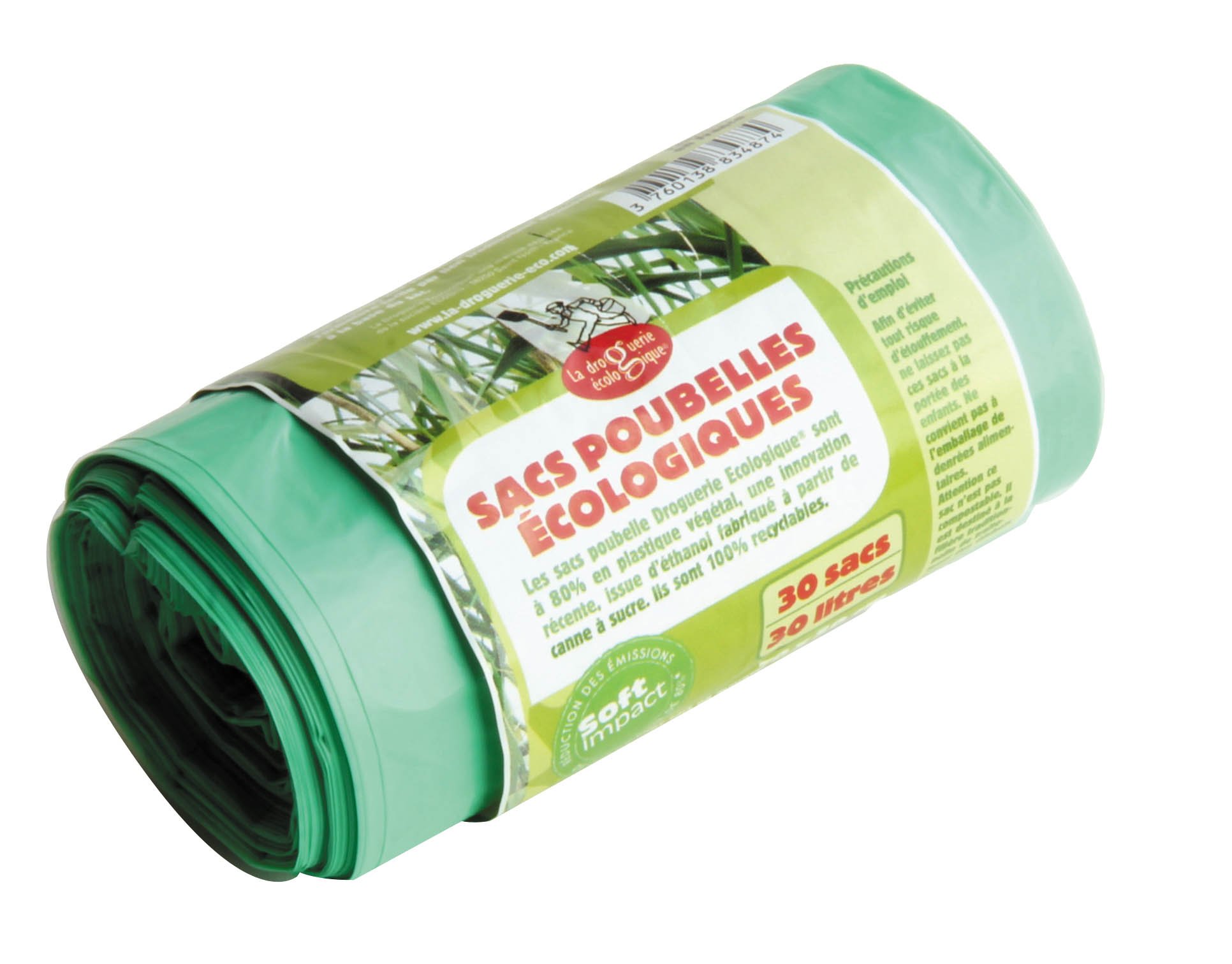 La Droguerie écologique – Eco plastic trash bags, 30 l