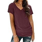 AUTOMET T-Shirts Short Sleeve V Neck Tees Tops for Women Fashion Trendy Lightweight Soft Casual Summer Outfits Clothes 2026