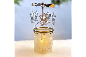 iLaJao Rotary Tea Light Carousel Angel Votive Candle Holders Spinning Tealight Holders Christmas Decoration for Home Tabel Centrepieces Gift for Wedding Wife Kids Birthday(Boots)