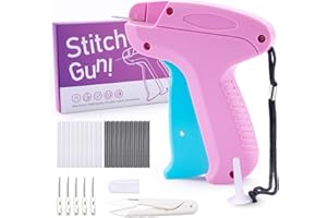 ABOUT LIFE Stitch Gun for Clothes, Stitchy Quick Clothing Fixer, Micro Tagging Gun for Clothing, Mini Sticky Sewing Gun, Stichy Fix Gun, Includes 6 Needles, 1 Scissors, 2000 Black & 2000 White Fasteners