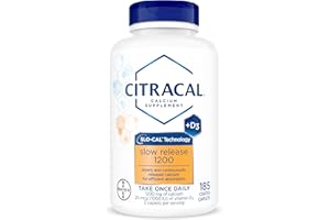 Citracal Slow Release- Calcium 1200 mg with Vitamin D3, Magnesium, Calcium Supplement, Bone Health Support, Take Once Daily Caplet, 185 Count