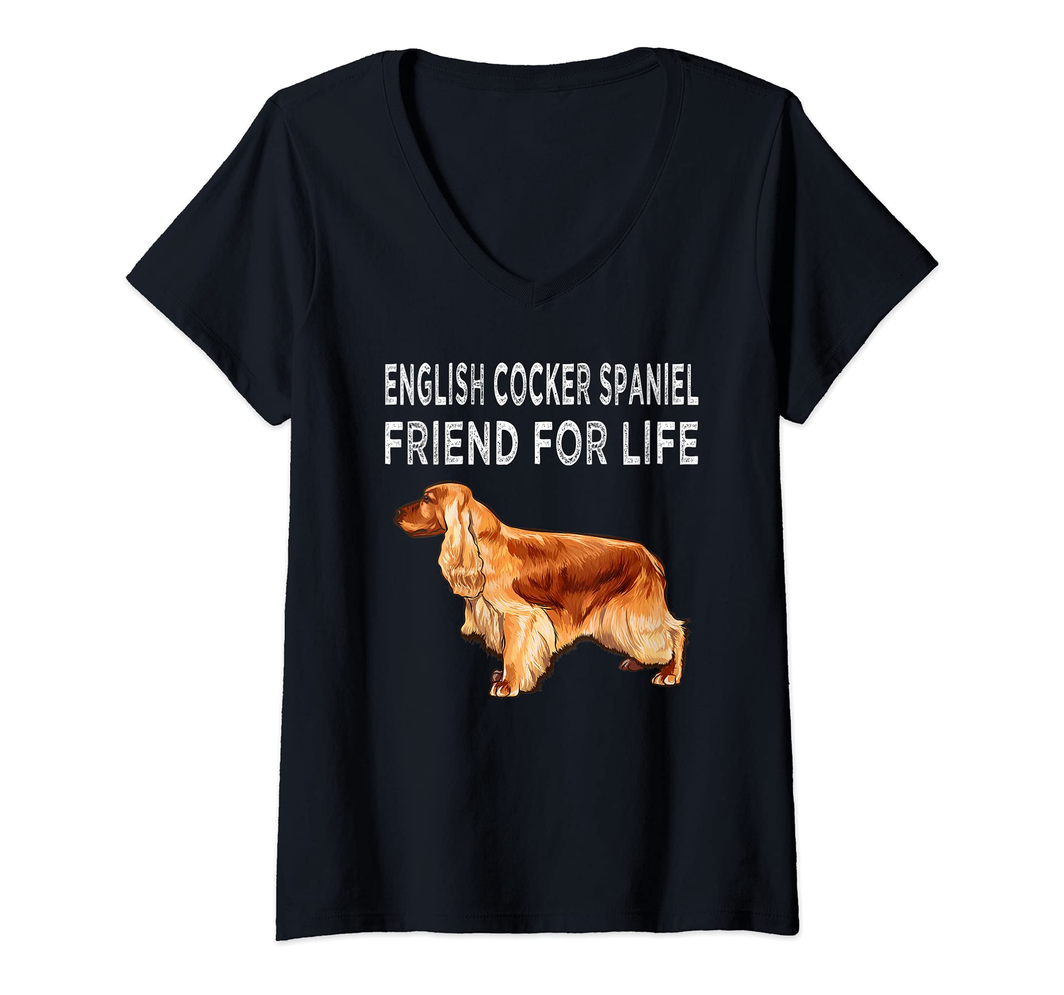 Womens English Cocker Spaniel Friend For Life Dog Friendship V-Neck T-Shirt