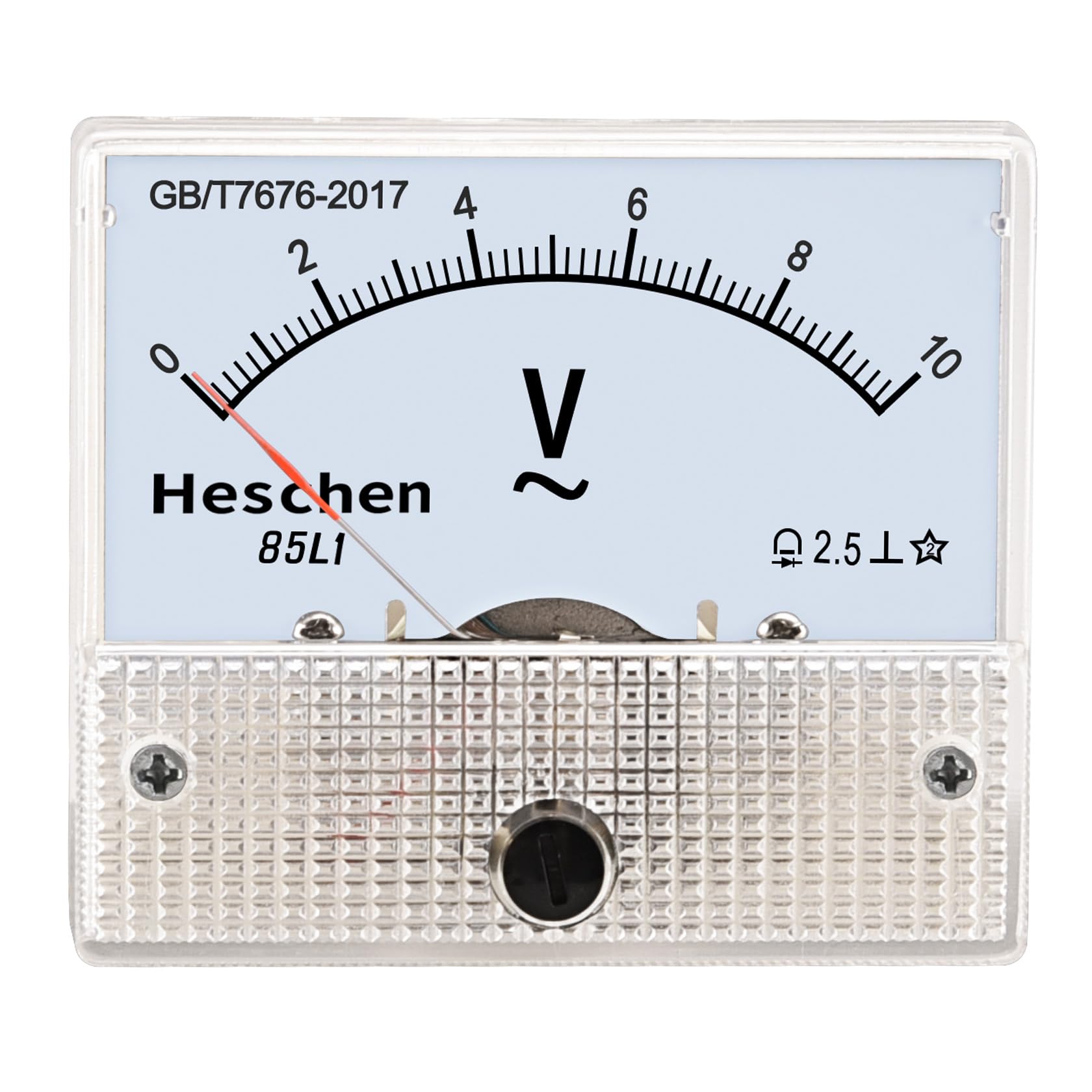 Heschen 85L1-10V Rectangle Panel Mounted Voltage Meter Voltmeter Tester AC 0-10V Class 2.5 White