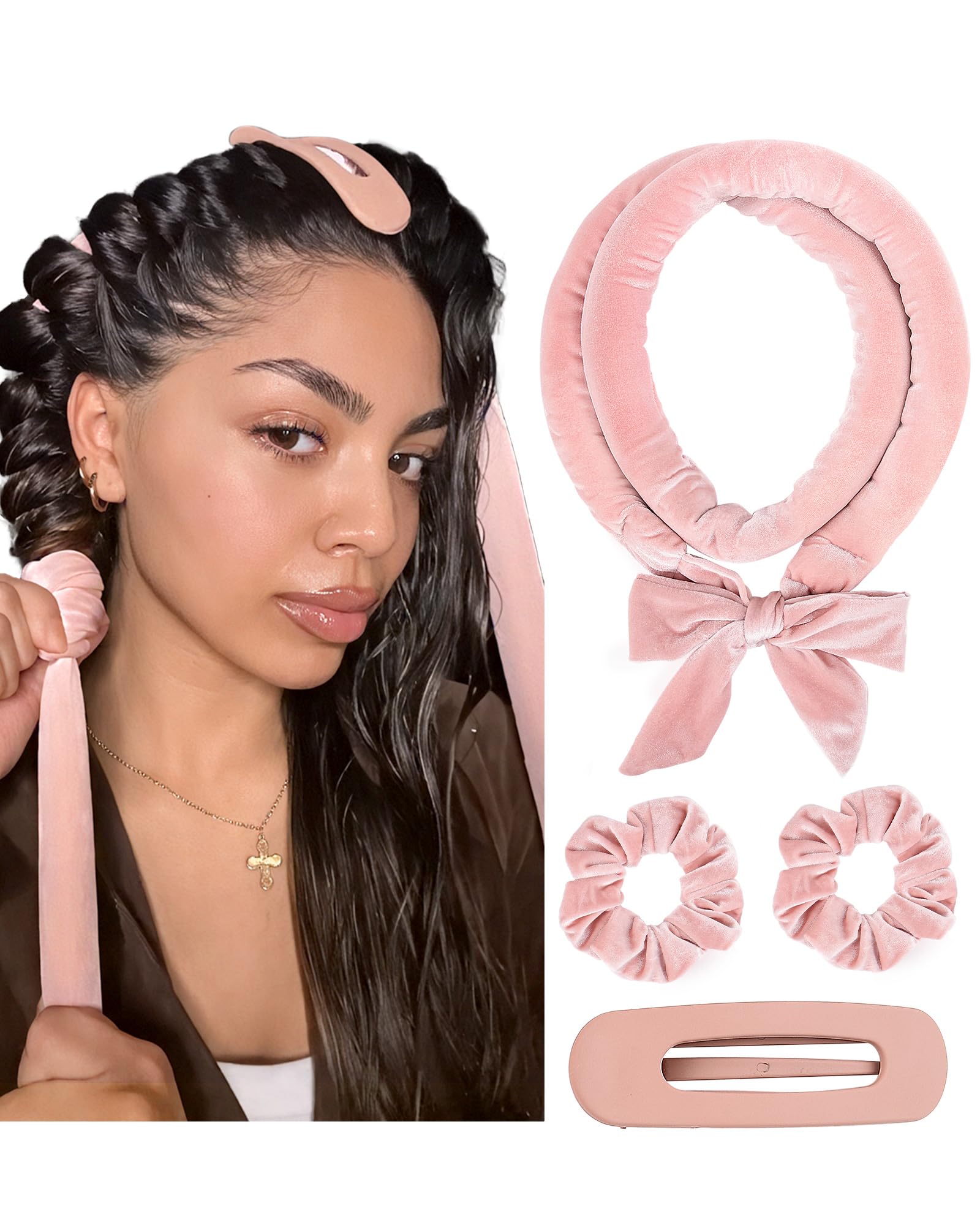 Photo 1 of Yanibest Heatless Hair Curler, No Heat Hair Curlers to Sleep in, Super Soft Ribbon Wrap for Long Hair, Overnight Heatless Curling Set with Scrunchies and Clip, for All Hair types