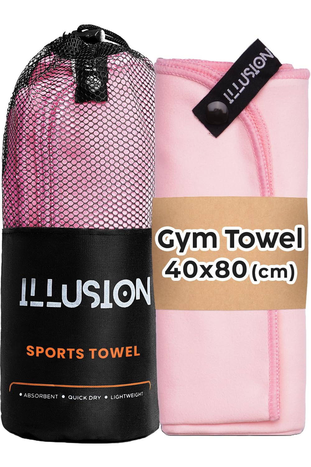 illusion Small Microfibre Gym Towel for Active Sports (40x80cm) - Lightweight Quick Dry Towel - Ideal for Cardio, Cycling, Strength Training, Yoga, and Running, Perfect for Athletes Training Outdoors — image 1