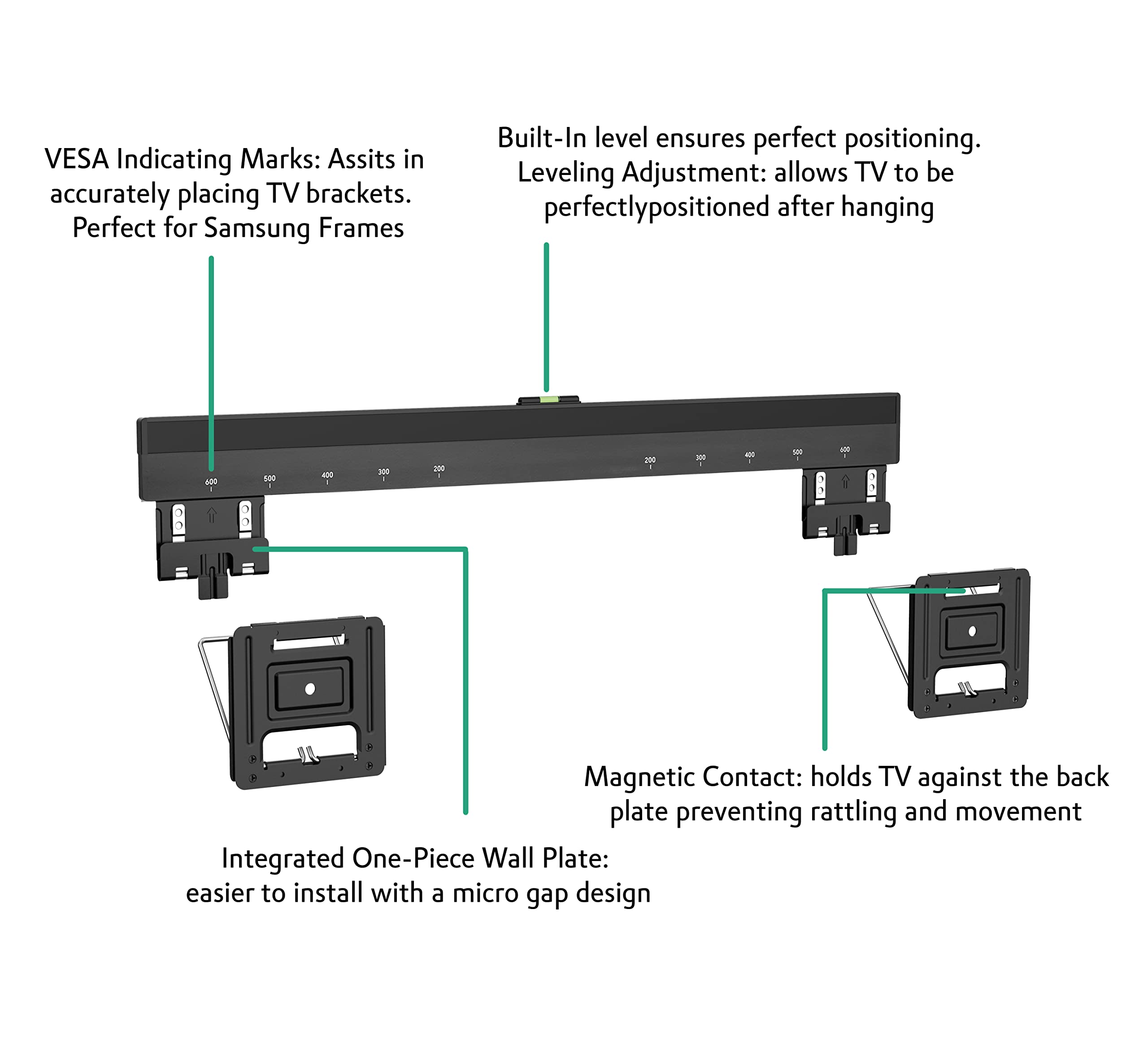 ynVISION.DESIGN Ultra Slim TV Wall Mount Compatible with Samsung Frame TVs 2021-2025 and Most TVs 43-100 Inch - Micro Gap Design 0.37 Inch Profile - Max VESA 600x800-165 lbs Capacity - Easy Install