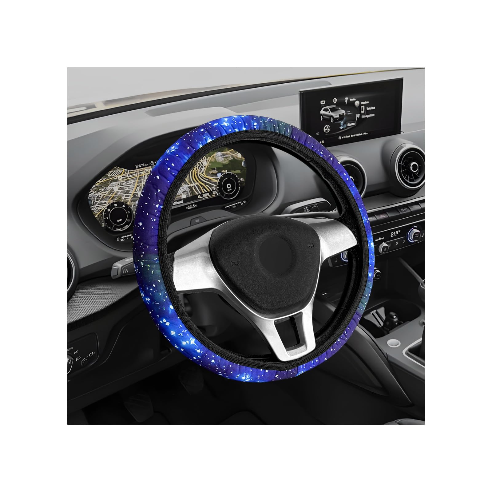 Photo 1 of VCYOPN Galaxy Steering Wheel Cover, 15 Inch Breathable Steering Wheel Protector with Galaxy, Comfortable Cosmos Space Design Wheel Cover Interior Decor for SUV Truck Sedan