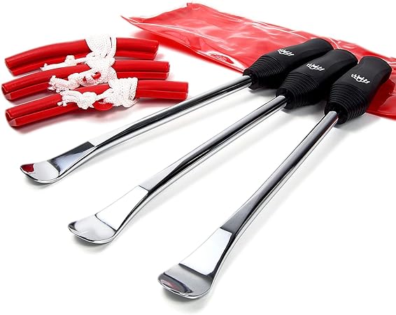 Amazon 整備士監修 Amyu タイヤレバーセット タイヤレバー 3本 リムプロテクター セット 収納袋付き 全長 295mm タイヤ修理ツールキット 車 バイク