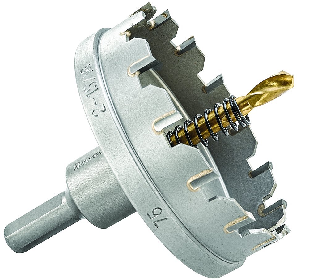 Starrett Tungsten Carbide Tipped Hole Saw, SM75 Sheet Metal Cutter With Arbor & Pilot Drill Bit