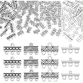 PH PandaHall 100Pcs 4 Styles Layered Necklace Clasp Tibetan Style 3-Layer Necklace Layering Clasps Multi Necklace Clasp Jewelry Connectors for DIY Earring Necklace Bracelet Jewelry Crafts Making
