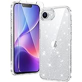 FNTCASE for iPhone 16e Case Glitter: for Phone 17e Case Bling Sparkle Clear Anti Yellowing Rugged Case Military Grade Protection Slim Cases | Scratch-Resistant Transparent Cell Phone Cover (Shiny) | Glitter, Bling, Sparkle, Anti Yellowing, Slim Cases
