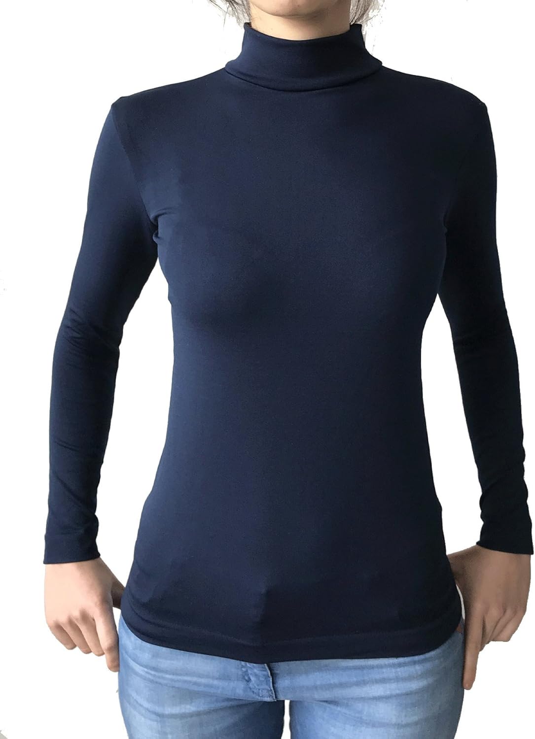 Basic Cotton Dolcevita Donna Manica Lunga Cotone Invernale Intimo 2D