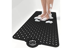OTHWAY Bath Mat for Tub Non Slip: 39" X 17" Long Bathtub Mat with Hair Catcher│Big Drain Holes Shower Mats for Inside Shower│