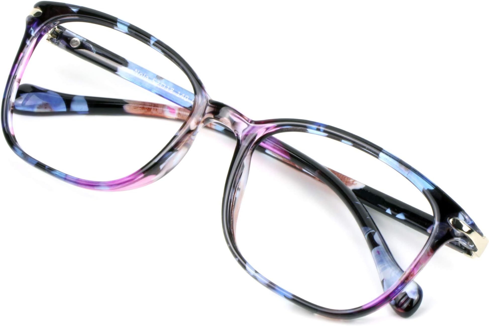 VisionGlobal Blue Light Blocking Glasses for Women, Anti Eyestrain, Computer Reading, TV Glasses, Stylish Square Frame, Anti Glare(+0.50 Magnification)