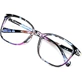 VisionGlobal Blue Light Blocking Glasses for Women, Anti Eyestrain, Computer Reading, TV Glasses, Stylish Square Frame, Anti Glare(No Magnification)