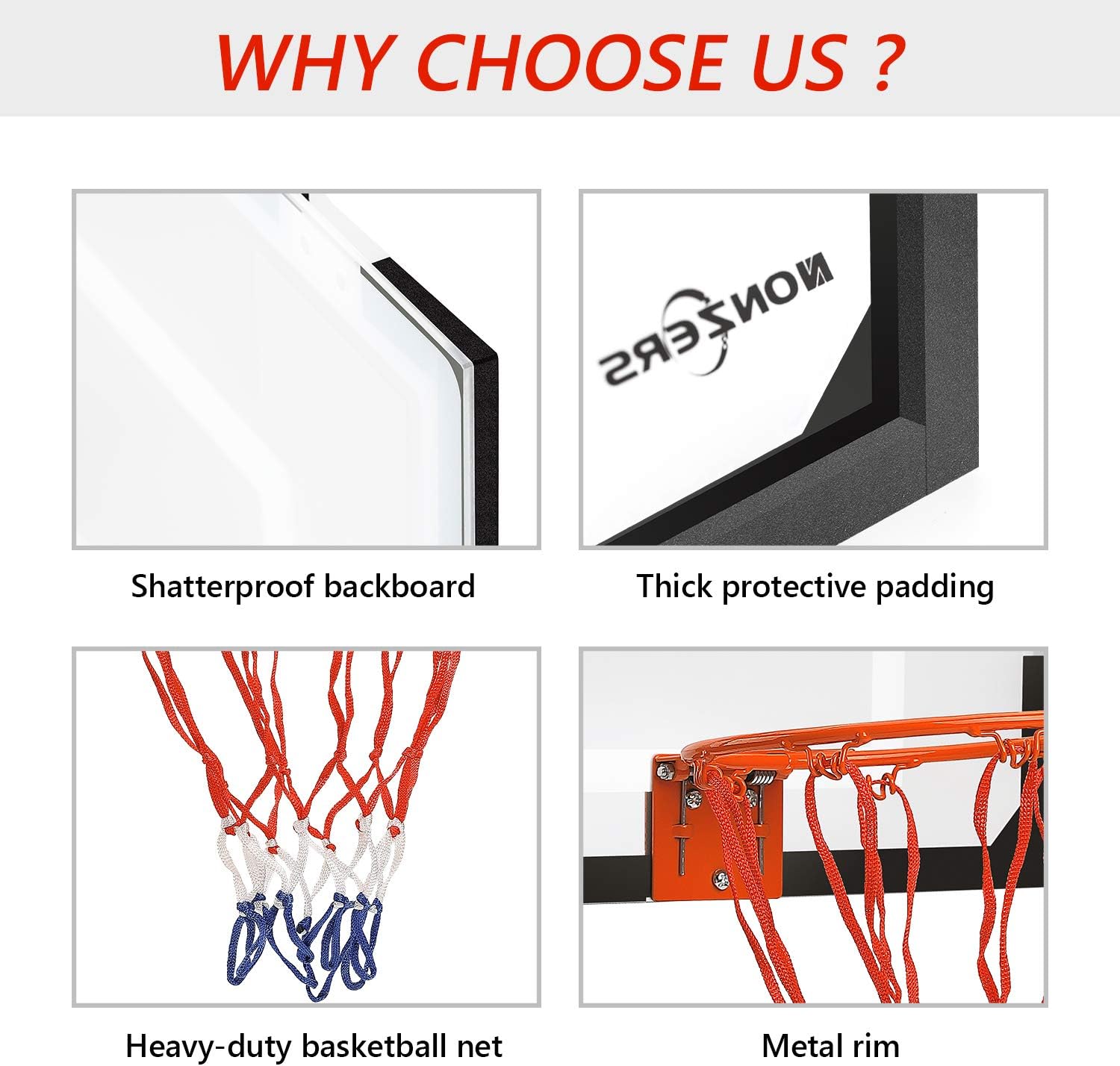 NONZERS Mini Basketball Hoop for Door & Wall, Indoor Mini Basketball Hoop Set for Home and Office Games, Includes 2 Mini Basketballs and Hand Pump, Mobile Mini-Hoop Gift for Kids Boys Girls: Toys & Games