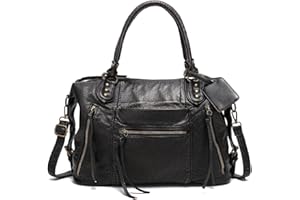 SUANNI Vegan Leather City Tote Bag for Women, Vintage Y2K Purse, Large Shoulder Handbag with Zipper, Crossbody Hobo Bags