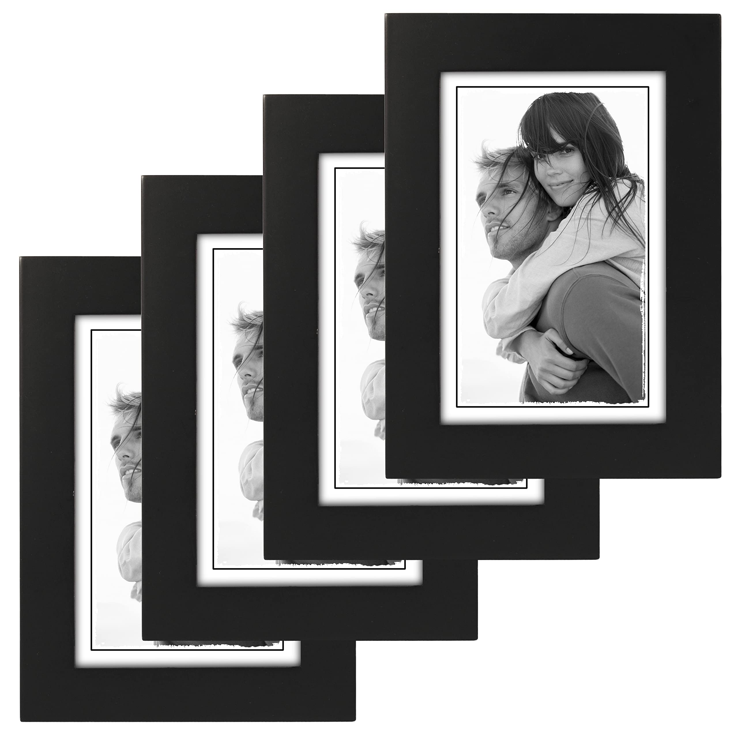 Malden International Designs Linear Classic Wood Picture Frame, 4x6, 4 Pack, Black — image 1