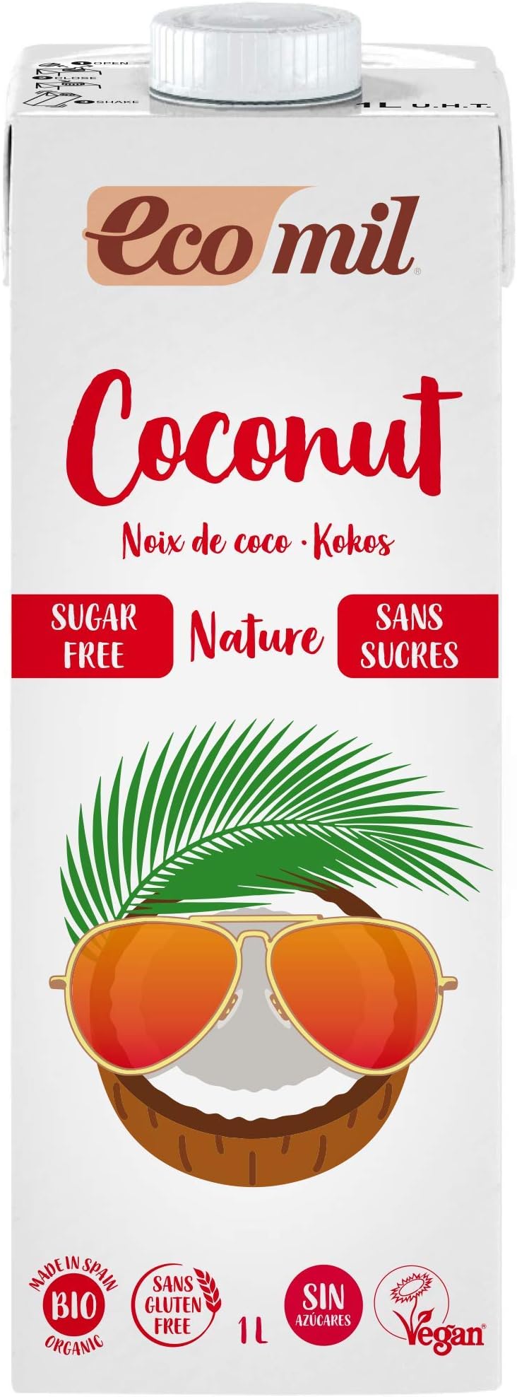 ECOMILL Organic Sugar Free Coconut Milk, 1 LT