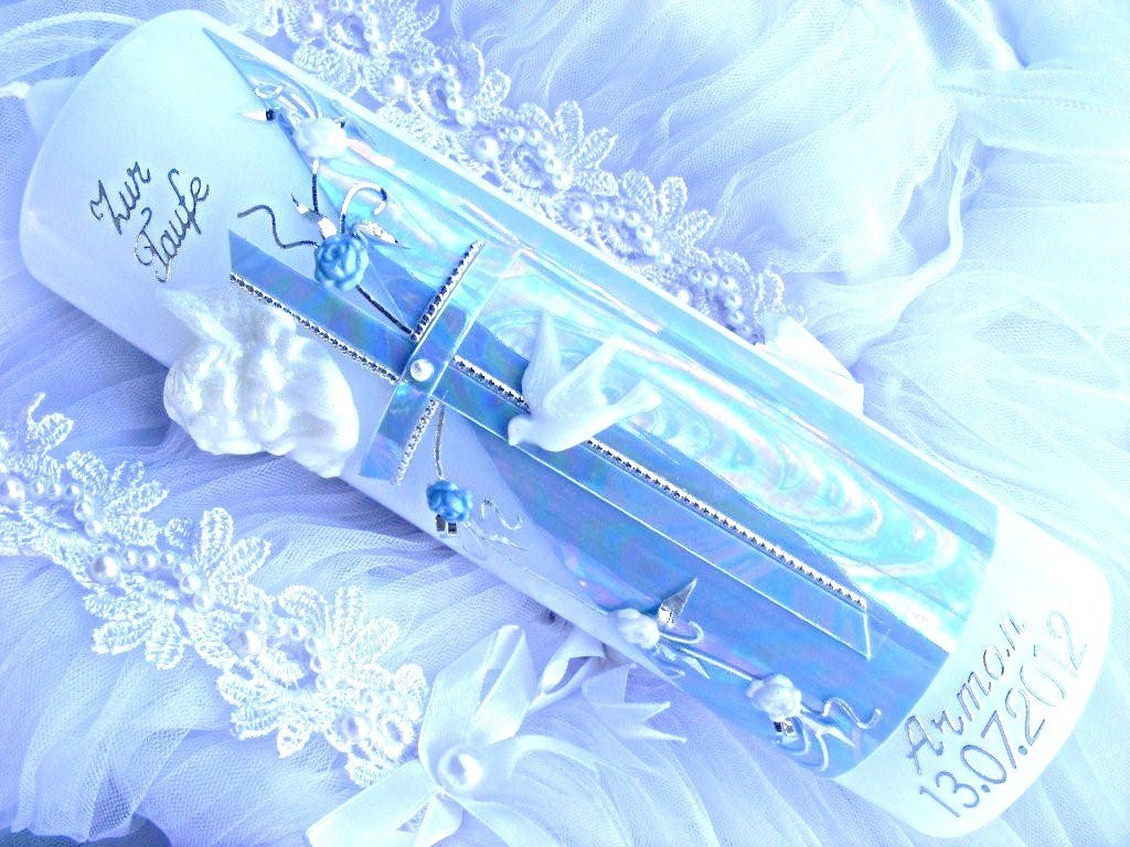 kerzenzauber-lusine Baptism Candle Communion Candle Boy Girl 250/70 mm VT-06 incl. Accessories for self-Labeling