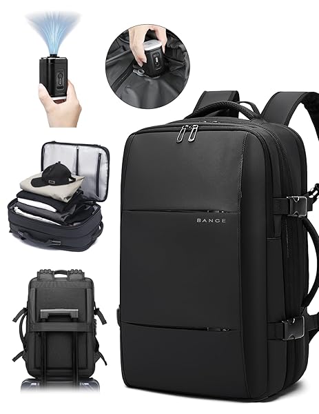 BANGE BACKPACK WITH ANTI-THEFT VACUUM COMPRESSION TRAVEL BACKPACK,EXPANDABLE BACKPACKS WITH PUMP FOR AIRPLANES