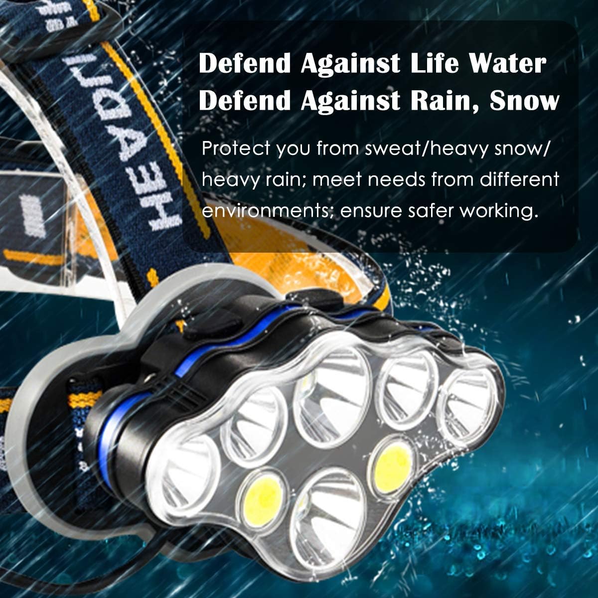 Rechargeable Headlamp, Tupwaid Led Head Lamp Waterproof 18000 Lumen Brightest 8 LED USB Headlight Flashlight with Red Lights, Extreme Bright Headlamps with 8 Modes for Outdoor Camping Cycling Fishing - - 