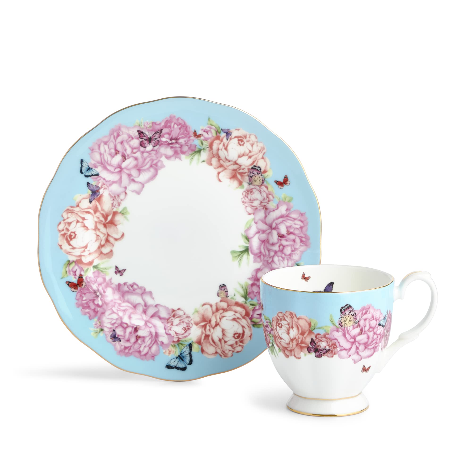 Royal Albert 1067802 2 Piece Set, Ceramic, Blue,Gold,Pink