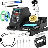 EZTOOLS 926LED V3 Entry-Level 60W Soldering Station Iron Kit in Black with Temperature Control includes Helping Hands, Lead-Free Solder, 6 Soldering Tips, ESD-Safe Tweezers, Sleep Mode