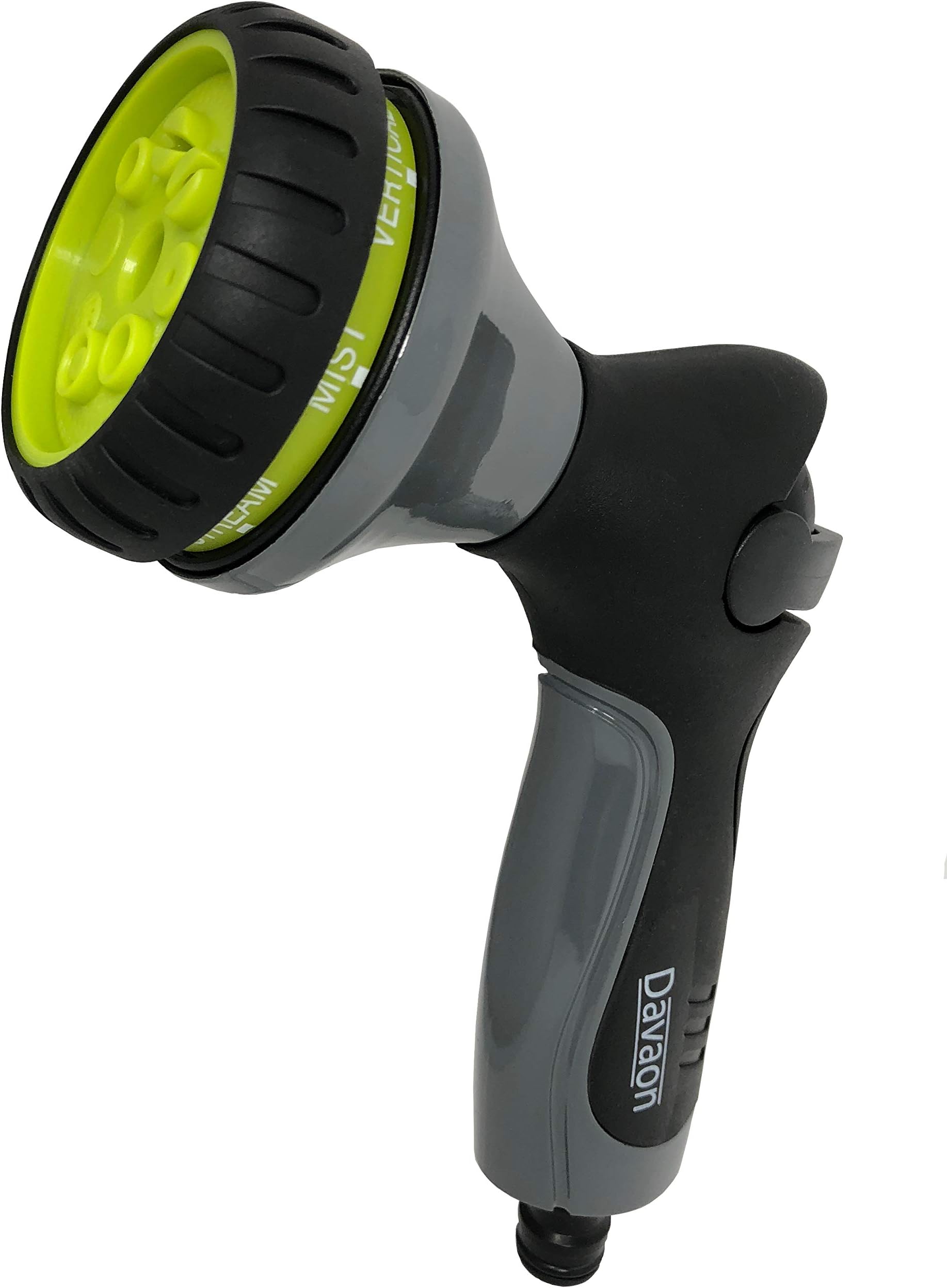 Davaon Metal Garden Hose Spray 8 Pattern Nozzle - Less Strain - Water Flow Control High To Low - Heavy Duty Sprayer - Soft Grip - Gardening, Plants, Lawn, Pets, Cars