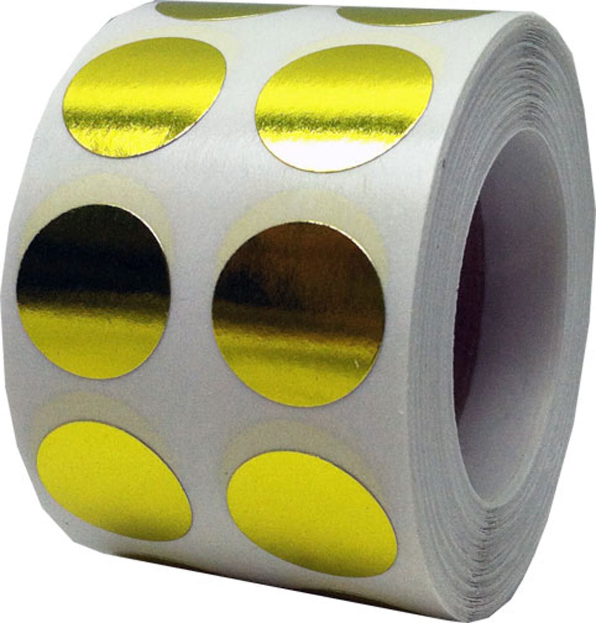 Or Brillant Cercle Point Autocollants, 13 mm 1/2 Pouce Ronde, 1000 Étiquettes sur un Rouleau