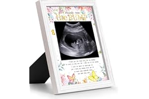 LUOHE Ultrasound Picture Frames, Butterfly Design Baby Sonogram Picture Frame, Baby Shower Sign A Message from The Bump Love Frame, Gifts for Expecting Mom Baby Shower Gender Reveal 4 x 5 Inch Photo