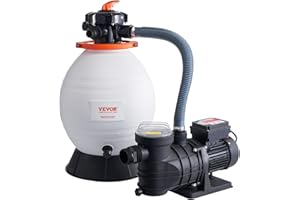 VEVOR 16-inch Sand Filter Pump for Above Ground, Digital Programmer Timer, 3500 GPH, 1 HP Pool Pumps System & Filters Combo Set with 6-Way Multi-Port Valve & Strainer Basket, Easy Installation