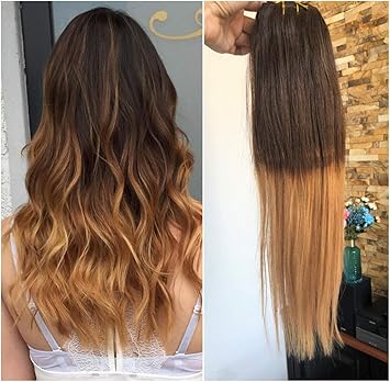 Amazon Com 18 Straight Curly Wavy Full Head Ombre Real Clip In