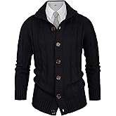 Aimeilgot Mens Fashion Casual Slim Fit Button Down Cable Knitted Stand Collar Cardigan Sweater
