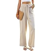 GraceSelect Womens Flowy Wide Leg Pants, 2026 High Waist Palazzo Beach Trousers with Pockets Summer Vacation Travel Clothes