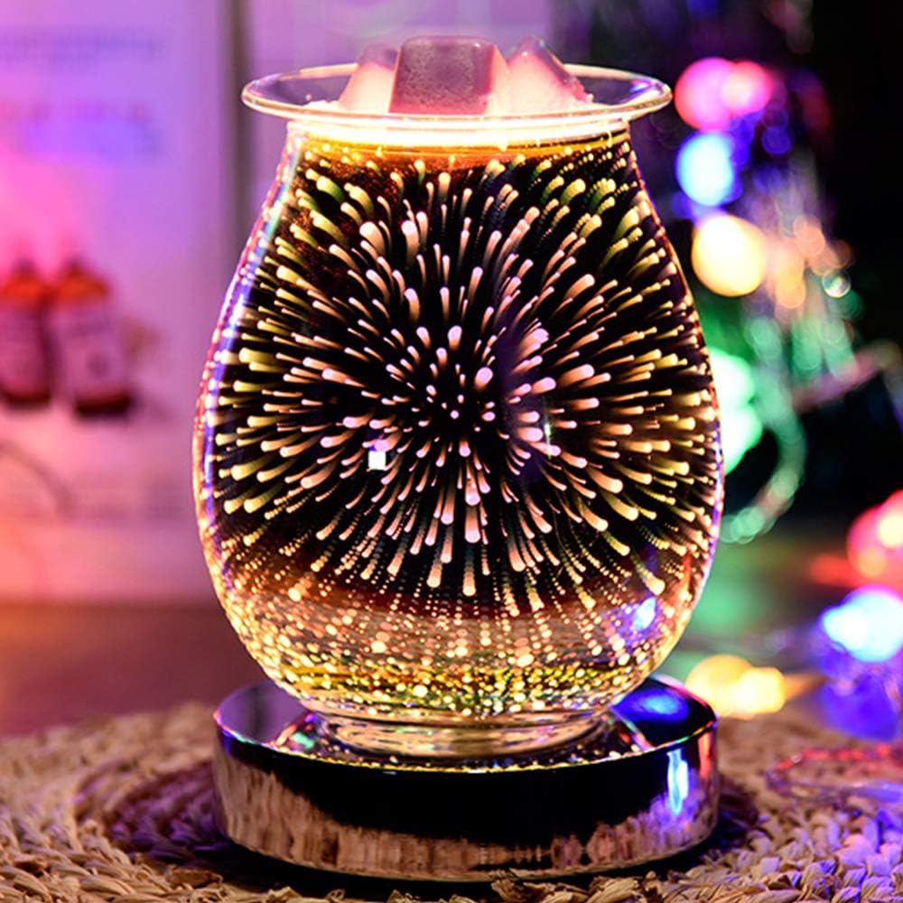 Electric Wax Melt Burner, Glass Wax Melt Warmer Oil Burners for Wax Melts with 3D Effect Colors Changing Light