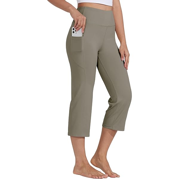 Amazon.com: baleaf Yoga Pants for Women Capris V Crossover Waist Leggings  with Pockets Wide Leg Exercise Workout Crop Straight Open Bottom Cocoa  Brown XS : Clothing, Shoes \u0026 Jewelry