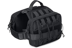 Petmolico Dog Saddle Bag, Dog Pack Saddle Bag Hound Harness Hiking Travel Camping Rucksack with Side Pockets & Adjustable Strap for Medium & Large Dog, Black