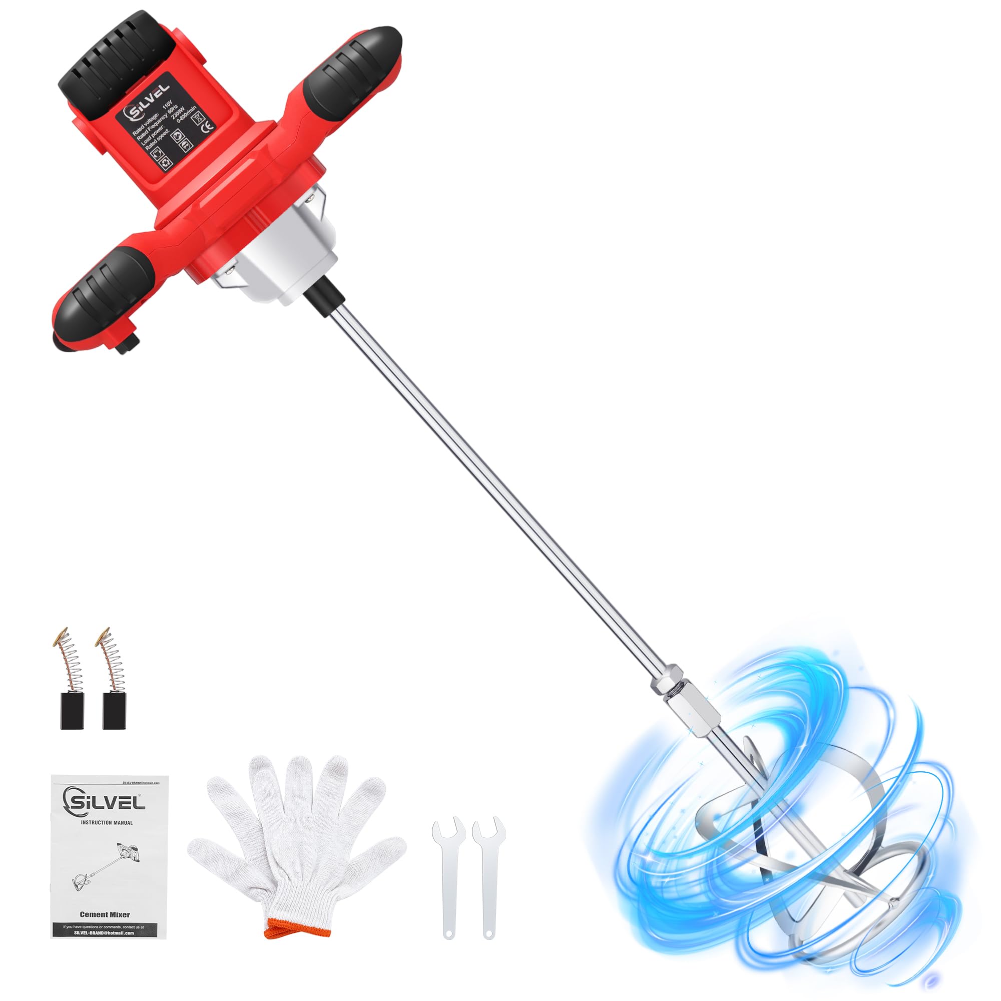 SILVEL Cement Mixer, 2300W Handheld Electric