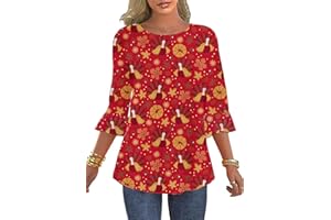 ROSHOP Thanksgiving Shirts Womens 3 4 Sleeve Ruffle Holiday Turkey Outfits Themed Costume Tops