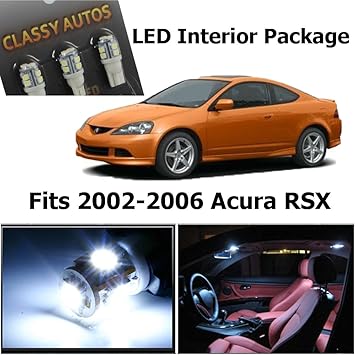 Amazon Com Classy Autos Acura Rsx White Interior Led Package 6 Pieces Automotive