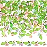 SUNNYCLUE 1 Box 120Pcs 6 Colors Acrylic Flower Charms Bell Flower Charms Resin Orchid Trumpet with Imitated Pearl Lily of The Valley Dangle Pendants for DIY Crafts Necklace Earring Jewelry Making