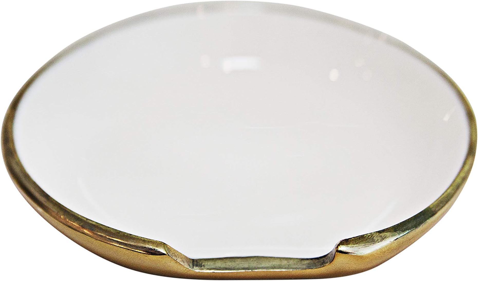 Alchemade White Spoon Rest - Stylish Brass And Enamel Aesthetic Cooking Spoon Holder In A Mid-century Style For Your Kitchen - Jewelry Trinket Holder For Your Bedroom Or Soap Dish For Your Bathroom