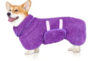 HEDGEINK Dog Bathrobe, Super Soft Dog Robe Quick Drying Dog Towels for Drying Dogs Large, Adjustable Dog Robes for After Bath, Dog Clothes and Dog Dryer M