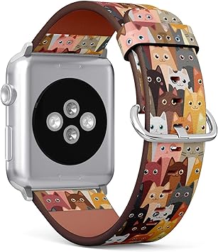 Amazon Co Jp かわいい猫の壁紙パターン 模様入りレザーリストバンドストラップ Apple Watchシリーズ4 3 2 1世代用 Iwatch 42mm 44mmバンド交換用 スポーツ アウトドア