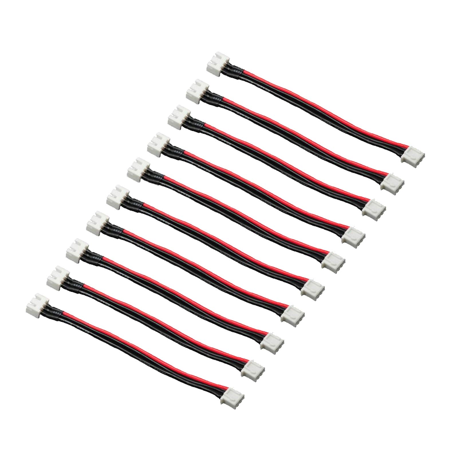 LINSYRC 10PCS 2S 3-Pin JST XH Male to Female Connector Plug Lipo Balance Extension Lead with 15CM 22AWG Silicone Wire (2S)