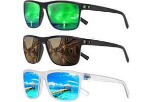 TURBOPEP Square Polarized Sunglasses for Men and Women Lightweight Frame Sun Glasses with UV Protection