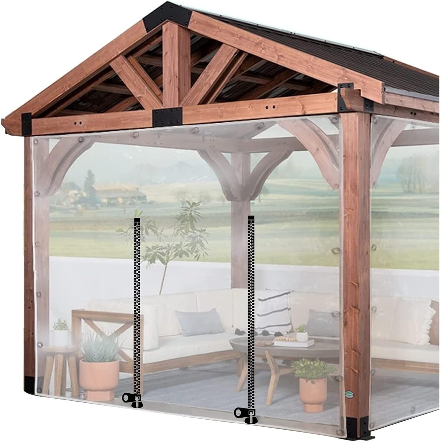 Outdoor Curtains - WZYJLyds Outdoor Clear Tarp Curtain with Rustproof Grommets Heavy Duty Plastic Partition Screen for Pergola, Porch, Gazebo, Customizable (Color : Clear, Size : 6.5' x 10')