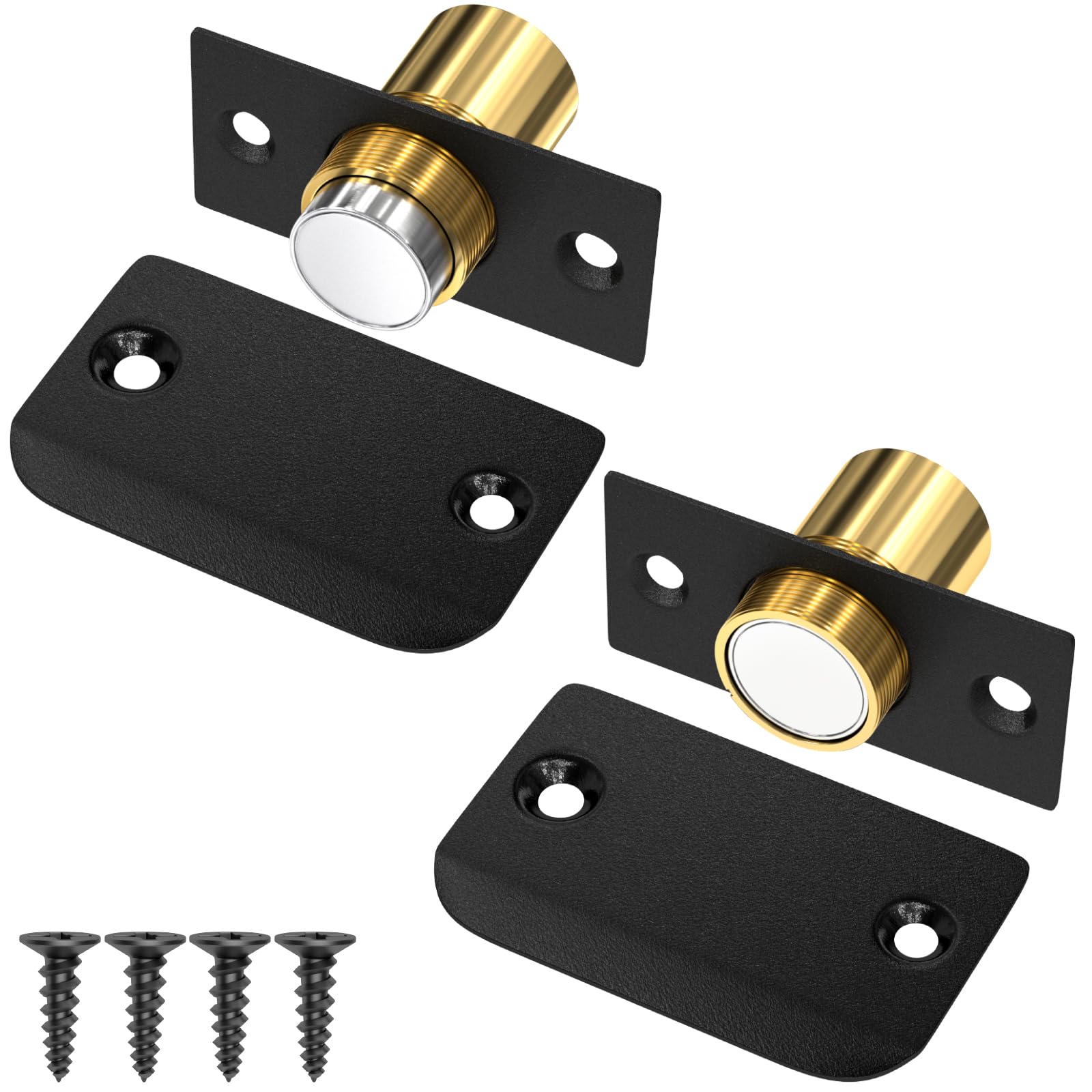 Ball Catch for Internal Doors, Jiayi 2 Pack Roller Door Latch Adjustable Ball Latch Magnetic, Black Roller Top Door Hardware for Hidden Pantry Cupboard Closet Closing